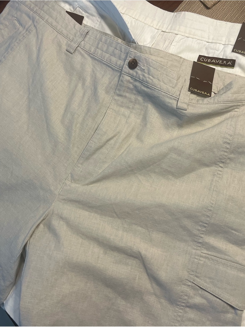 Cubavera Men's Light Tan Linen-Blend Cargo Shorts